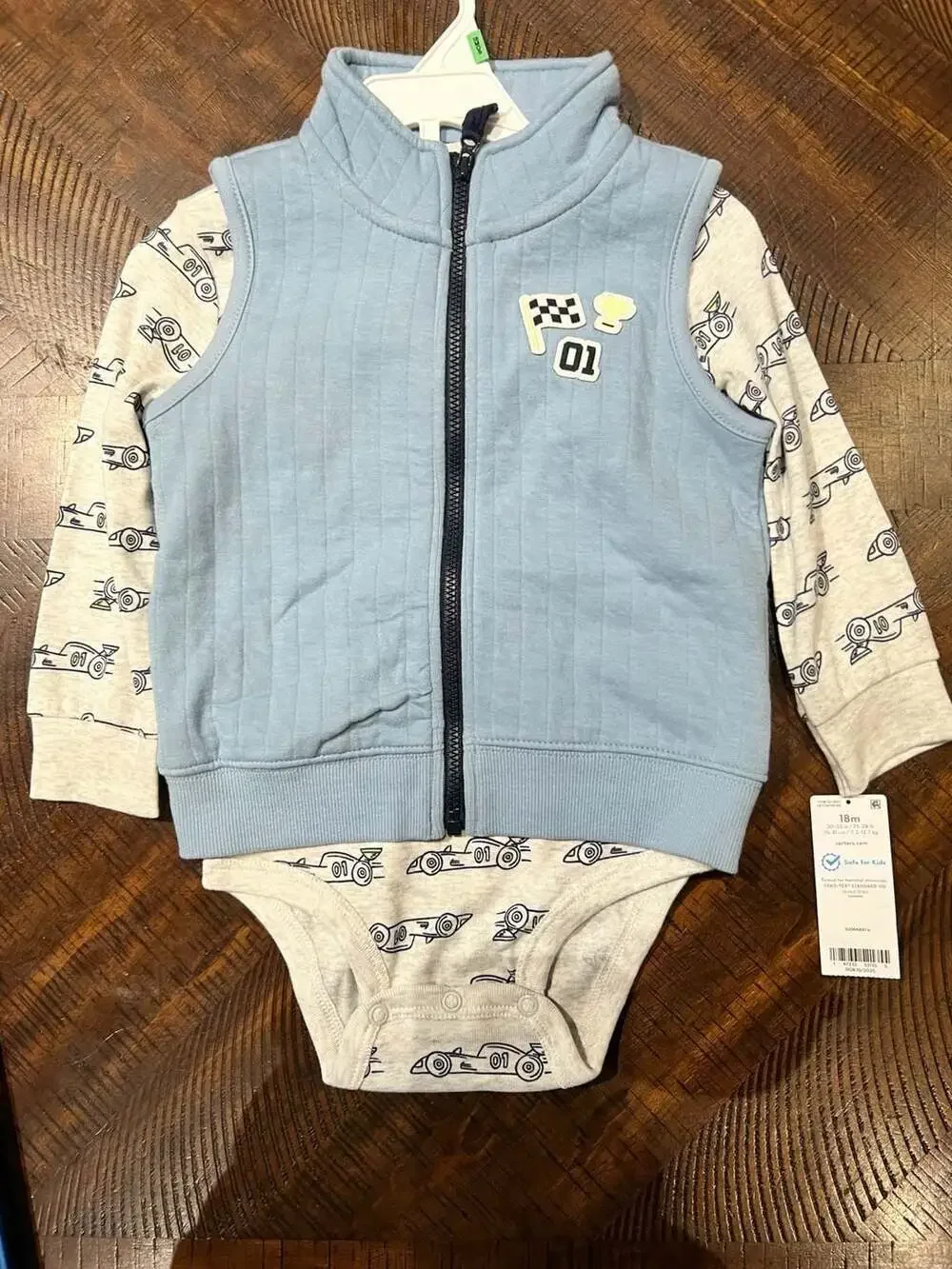 Carter's Baby Boys Race Car Vest and Bodysuit Set